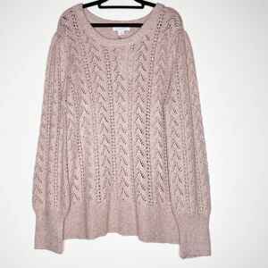 New Liz Claiborne French Rose Cable Knit Sweater Women's Plus Size 1X